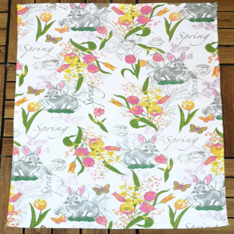 Set of 3 Beautiful Spring Rabbit Design LARGE SIZE Highly Absorbent Multi Purpose Kitchen Towel Tea Towels 70cm by 45cm Hanging Loop